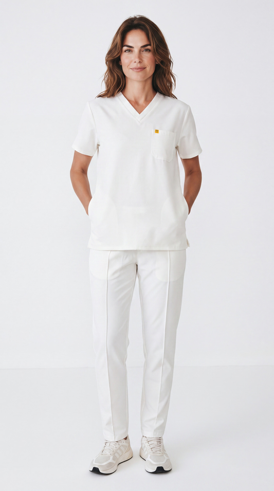 Pyjama de Bloc Femme 'Omni-Stretch'- Blanc Cassé