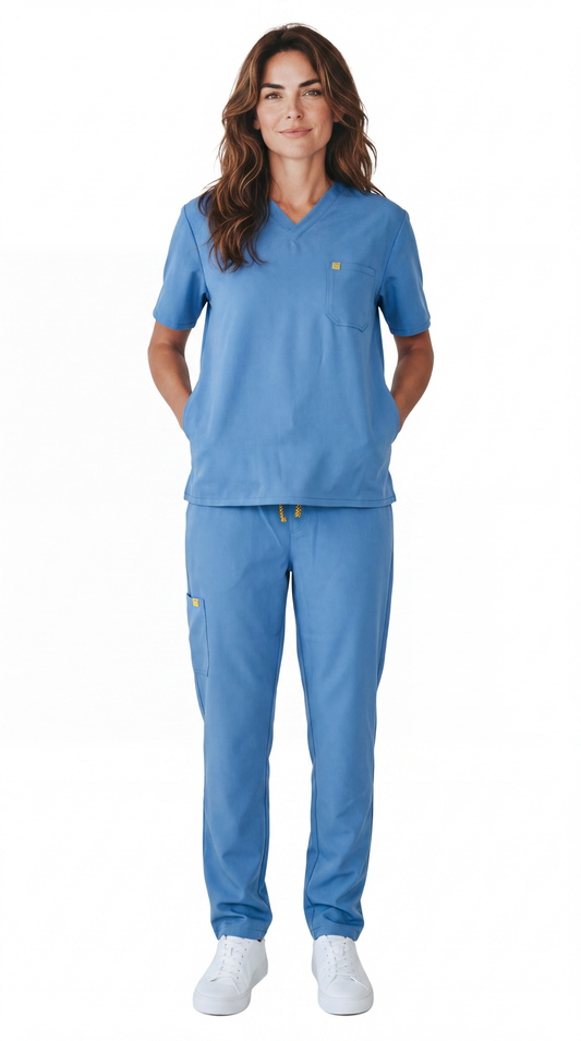 Pyjama de Bloc Femme 'Bi-Stretch'- Bleu Azur