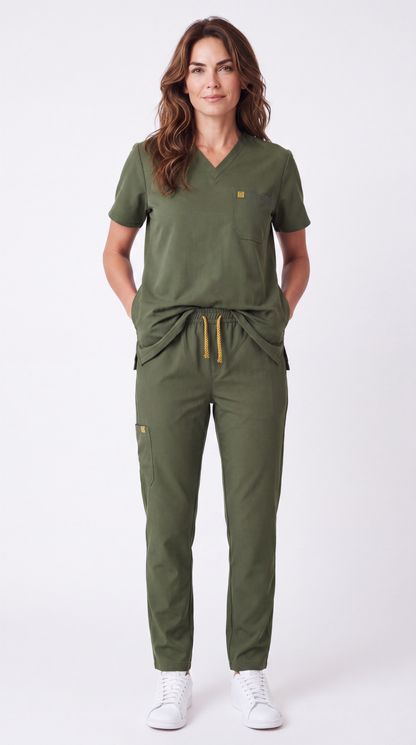 Pyjama de Bloc Femme 'Bi-Stretch'- Vert Kaki